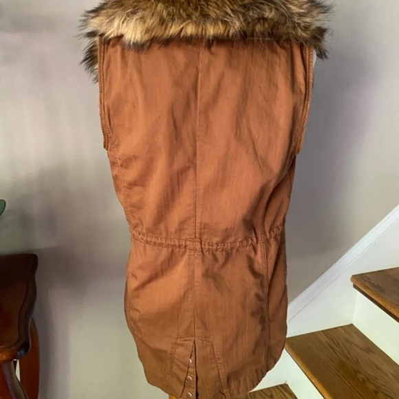 Anthropologie Hei Hei Brown Cargo Fur Collar Vest XS - Picture 8 of 8